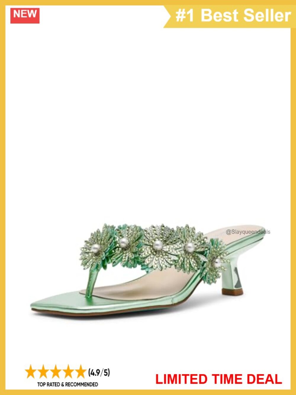 Kitten Heel Slide Sandal Floral PU Nylon Lined Open Toe Wedding